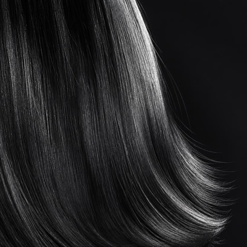 Macro studio photograph of type 1B hair texture