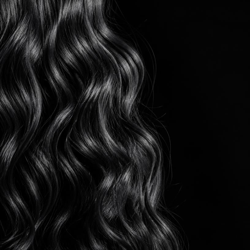 Macro studio photograph of type 2B hair texture