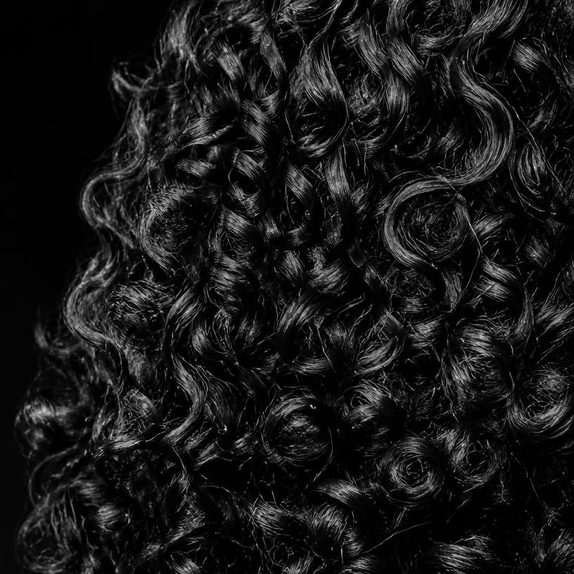 Macro studio photograph of type 3B hair texture